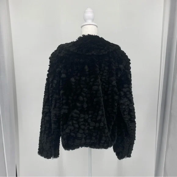 Adrienne Landau Black Faux Fur Moto Jacket - Picture 7 of 16